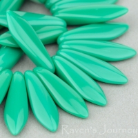 Medium Dagger (16x5mm) Turquoise Green Opaque 4 Strands Of 50 Beads per Unit *Last Unit Remaining*