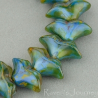 Art Deco Flower (7x14mm): Raven's Journey Unique Czech Glass Beads 