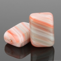 Rectangle (12x8mm) Coral Red, Ivory and Light Green Opaque Mix