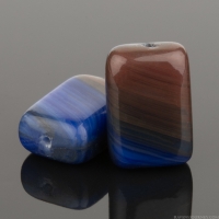 Rectangle (12x8mm) Deep Cobalt Blue and Mahogany Red Opaque Mix