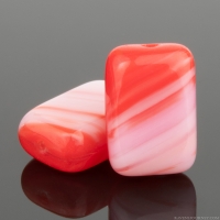 Rectangle (12x8mm) Cherry Red and Pink Opaline Mix