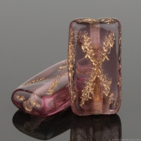 Rectangle with X (12X7mm) Amethyst Purple Transparent with Dark Bronze Wash