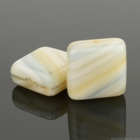 Pressed Square (10mm) Beige, Ivory and Sapphire Blue Opaque Mix