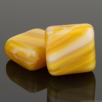 Pressed Square (10mm) Mustard Yellow and Ivory Opaline Mix
