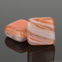 Pressed Square (10mm) Orange Coral and Lavender Silk Mix