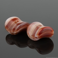 Nesting Beads (13x8) Maroon Red and Ivory Opaque Mix