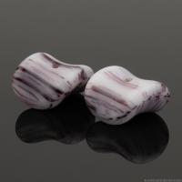 Nesting Beads (13x8) Purple and White Ivory Opaque Mix