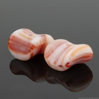 Nesting Beads (13x8) White Ivory and Red Opaque Mix