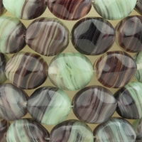 Oval with Cross (10X9mm) Mint Green and Amethyst Purple Opaline Mix