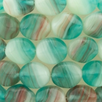 Oval with Cross (10X9mm) Aqua Blue Transparent, Cream White and Mauve Red Mix