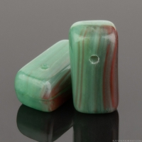 Top Drilled Rectangle (11x5mm) Emerald Green and Ruby Red Opaque Mix