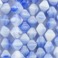 Bicone (6X6mm) Sapphire Blue and Ivory White Opaque Mix