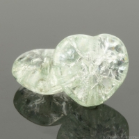 Small Heart (8mm) Light Sage Green Transparent Luster on "Crackled" Glass