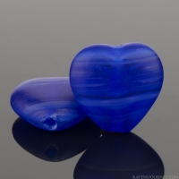 Heart (10mm) Deep Cobalt Blue and White Stripe Opaque Mix with Matte Finish