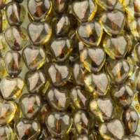 Small Heart (6mm) Green Spotted Bronze Transparent Luster