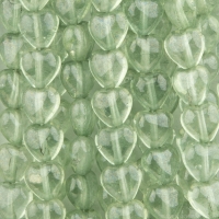Small Heart (6mm) Light Sage Green Transparent Luster