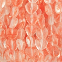 Small Heart (6mm) Orange and Crystal Transparent Mix