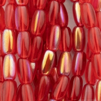 Oval (7X4mm) Ruby Red Transparent Aurora Borealis Finish