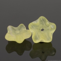 Cupped Flower Spacer (8x3mm) Light Olive Green and Peach Pink Transparent Mix with Matte Finish