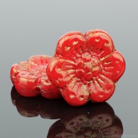 Wild Rose (14mm) Burnt Orange Opaline with Golden Luster
