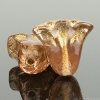 Lily (9x10mm) Peach Pink Transparent with Bright Gold Wash