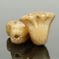 Lily (9x10mm) Ivory Topaz Silk Mix with Bright Gold Wash