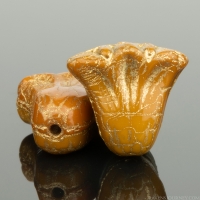 Lily (9x10mm) Ochre Yellow Opaque with Gold Wash