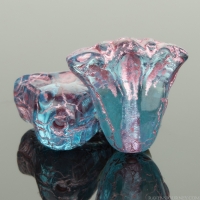 Lily (9x10mm) Aqua Transparent with Pink Wash