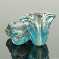 Lily (9x10mm) Aqua Blue Transparent with Platinum Wash