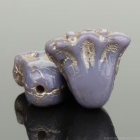 Lily (9x10mm) Purple Opaque with Platinum Wash