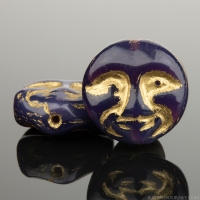 Moon Face (13mm) Purple Opaline with Gold Wash
