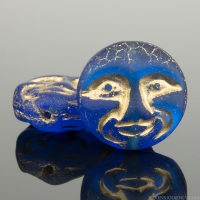 Moon Face (13mm) Cobalt Blue Transparent Matte with Gold Wash
