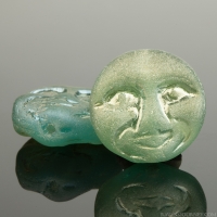 Moon Face (13mm) Iridescent Metallic Blue Green Matte Finish