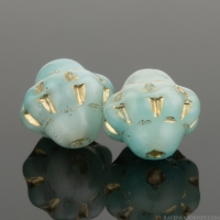 Pressed Saturn (6mm) Blue and White Larimar Mix with Gold Wash