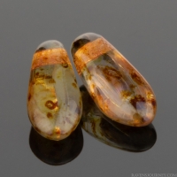 Small Dagger (8x3mm) Amber Yellow and Fuchsia Pink Mix with Picasso Finish