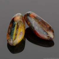 Small Dagger (8x3mm) Amber Yellow and Red Mix with Blue Picasso Finish