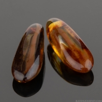 Small Dagger (10x3mm) Amber and Maroon Red Mix (II) with Picasso Finish