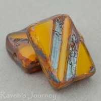 Rectangle with Stripe (13x9mm) Orange Opaline with Picasso-osx