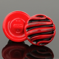 (14mm) Round Wave Design Red Opaque with Black Wash