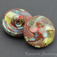 (18mm) Round Starfish Design Red Opaque with Picasso Finish