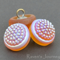 (12mm) Round Berry Button Amber Matte with AB Finish