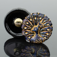 (18mm) Round Peacock Royal Blue Luster (I) with Gold Wash