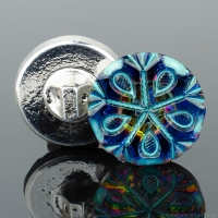Beautiful Blue Amethyst Czech Glass Wheel Button  27mm Blue & Purple Vitrail 