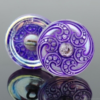 13 mm Czech Glass Abstract Star Button Purple AB Moonglow 